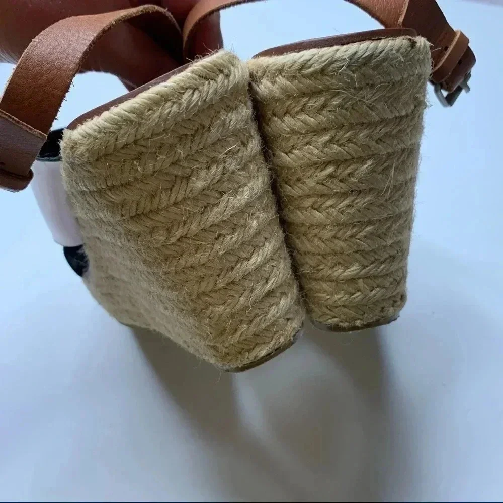 Boden Platinum Espadrille Wedge Sandals Size 40